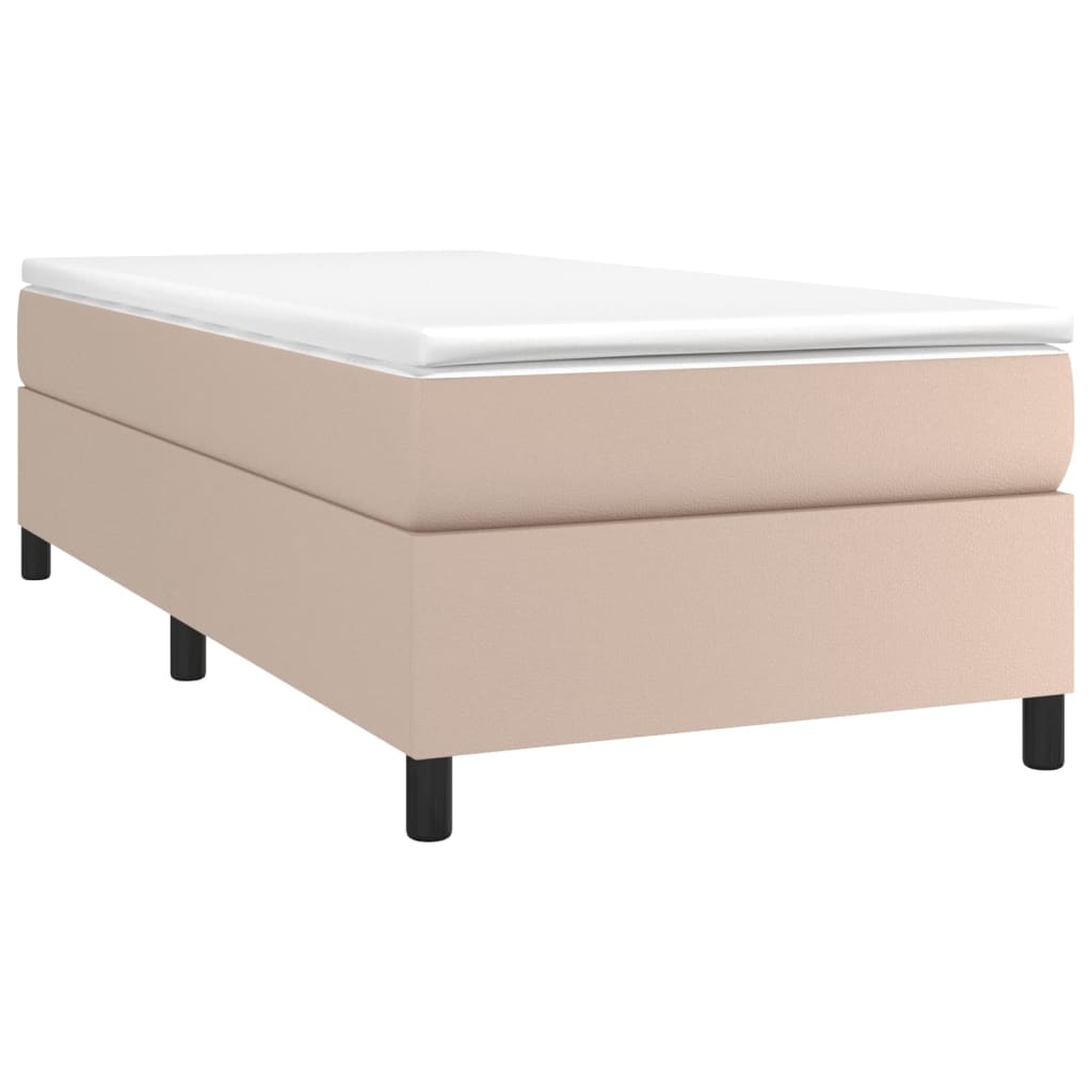 Boxspring met matras kunstleer cappuccinokleurig 90x200 cm is nu te koop bij PeponiXL, paradijselijk wonen!