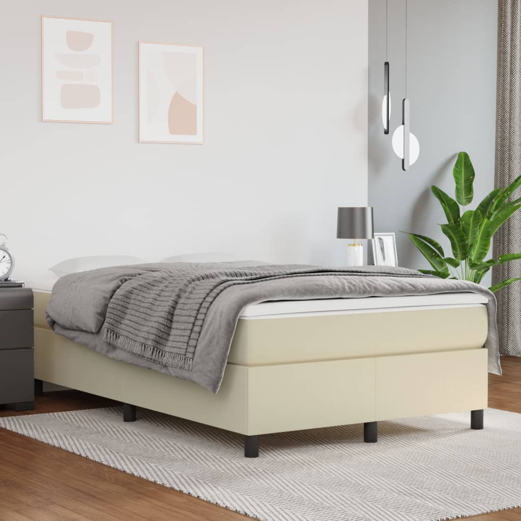 Boxspring met matras kunstleer crèmekleurig 120x200 cm is nu te koop bij PeponiXL, paradijselijk wonen!