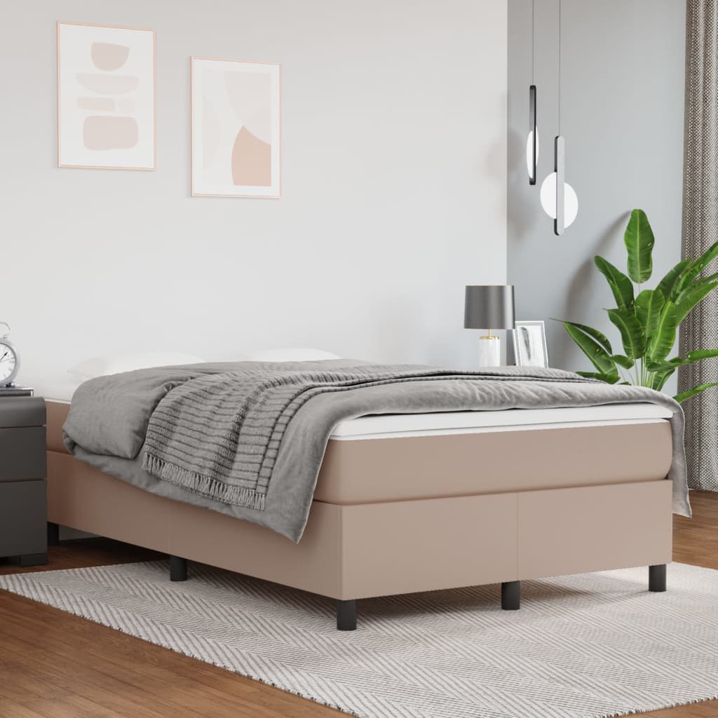 Boxspring met matras kunstleer cappuccinokleurig 120x200 cm is nu te koop bij PeponiXL, paradijselijk wonen!