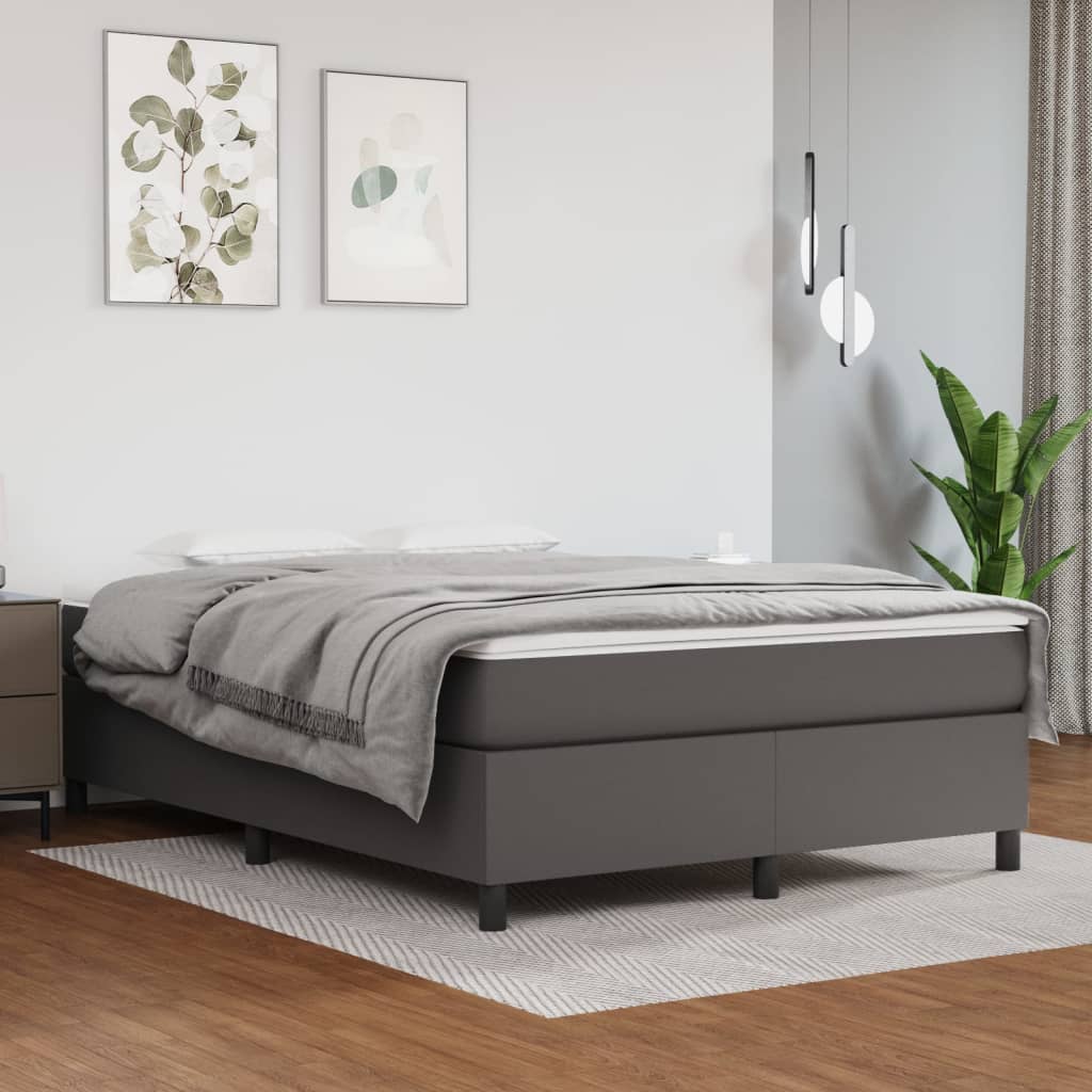 Boxspring met matras kunstleer grijs 140x190 cm is nu te koop bij PeponiXL, paradijselijk wonen!