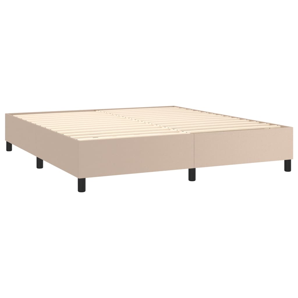Boxspring met matras kunstleer cappuccinokleurig 160x200 cm is nu te koop bij PeponiXL, paradijselijk wonen!