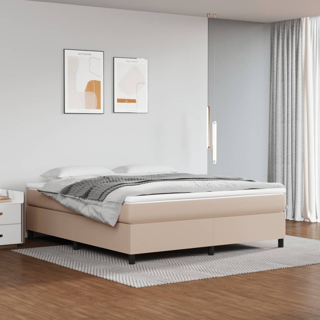 Boxspring met matras kunstleer cappuccinokleurig 160x200 cm is nu te koop bij PeponiXL, paradijselijk wonen!