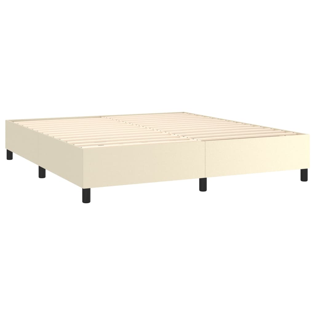 Boxspring met matras kunstleer crèmekleurig 180x200 cm is nu te koop bij PeponiXL, paradijselijk wonen!