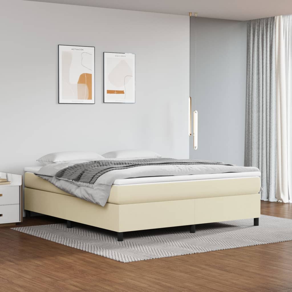 Boxspring met matras kunstleer crèmekleurig 180x200 cm is nu te koop bij PeponiXL, paradijselijk wonen!