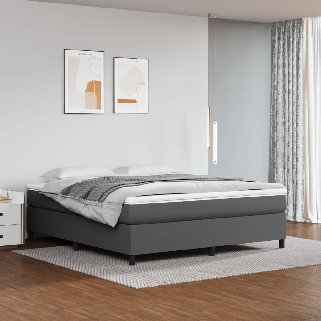 Boxspring met matras kunstleer grijs 180x200 cm is nu te koop bij PeponiXL, paradijselijk wonen!