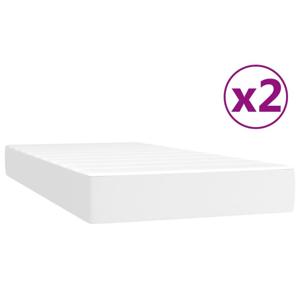 Boxspring met matras kunstleer wit 200x200 cm is nu te koop bij PeponiXL, paradijselijk wonen!
