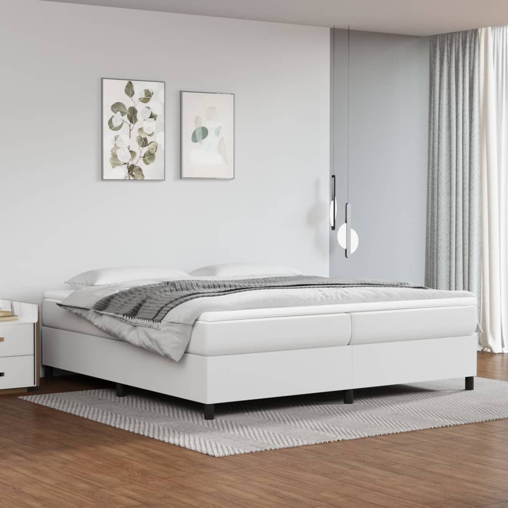 Boxspring met matras kunstleer wit 200x200 cm is nu te koop bij PeponiXL, paradijselijk wonen!
