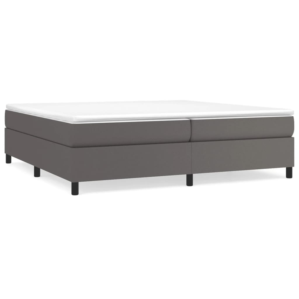 Boxspring met matras kunstleer grijs 200x200 cm is nu te koop bij PeponiXL, paradijselijk wonen!