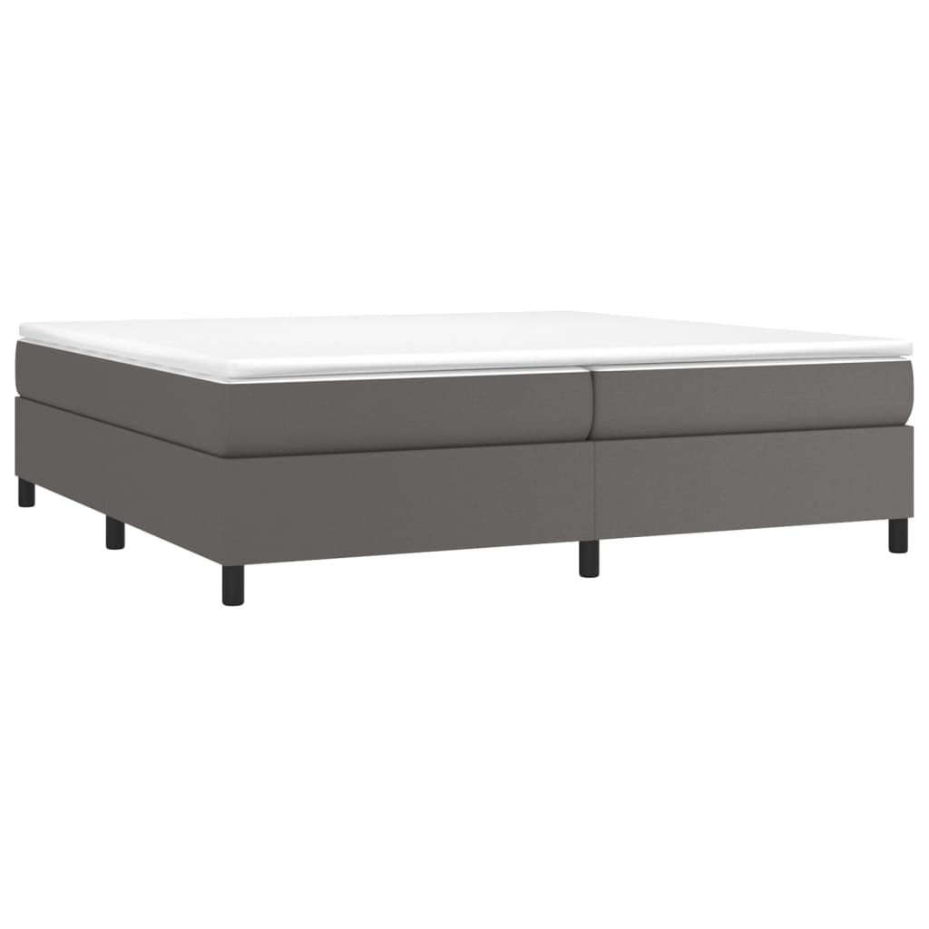 Boxspring met matras kunstleer grijs 200x200 cm is nu te koop bij PeponiXL, paradijselijk wonen!