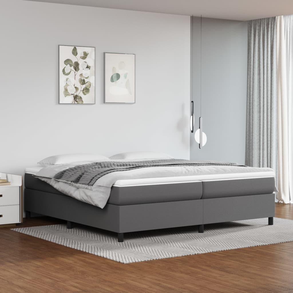 Boxspring met matras kunstleer grijs 200x200 cm is nu te koop bij PeponiXL, paradijselijk wonen!
