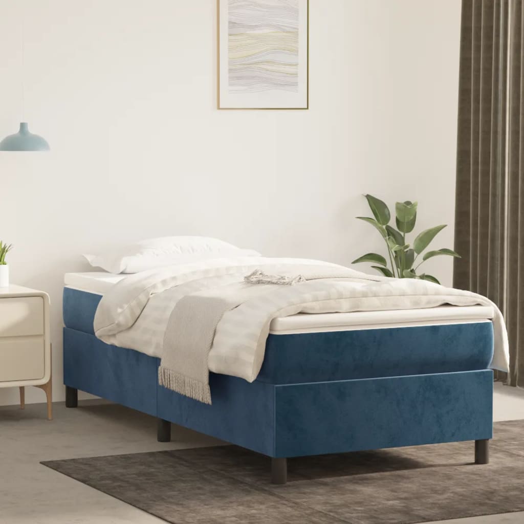 Boxspring met matras fluweel donkerblauw 90x200 cm is nu te koop bij PeponiXL, paradijselijk wonen!
