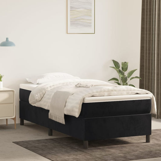 Boxspring met matras fluweel zwart 100x200 cm is nu te koop bij PeponiXL, paradijselijk wonen!