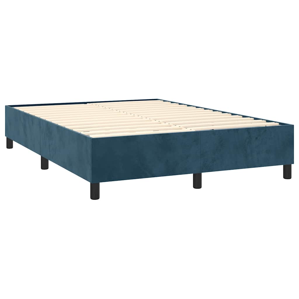 Boxspring met matras fluweel donkerblauw 140x190 cm is nu te koop bij PeponiXL, paradijselijk wonen!