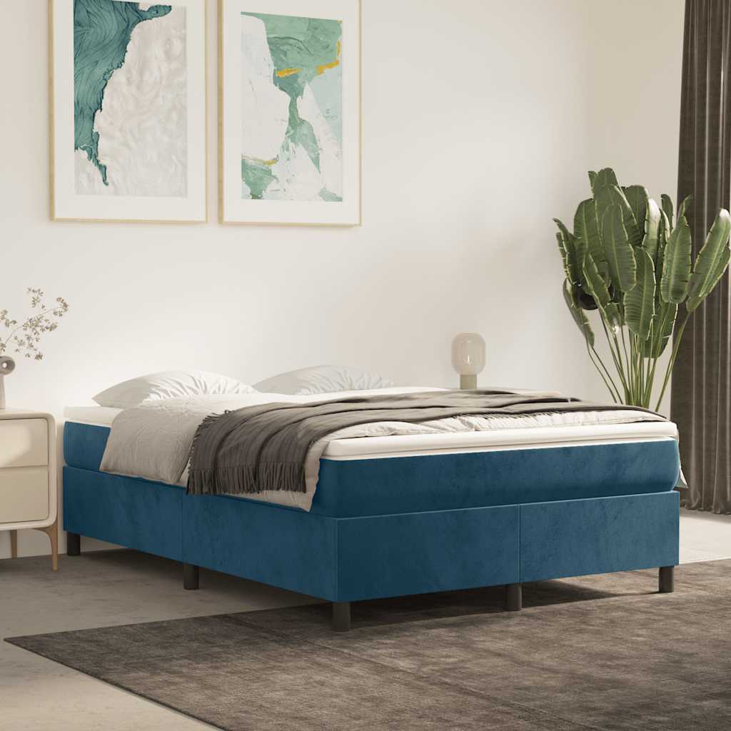 Boxspring met matras fluweel donkerblauw 140x190 cm is nu te koop bij PeponiXL, paradijselijk wonen!