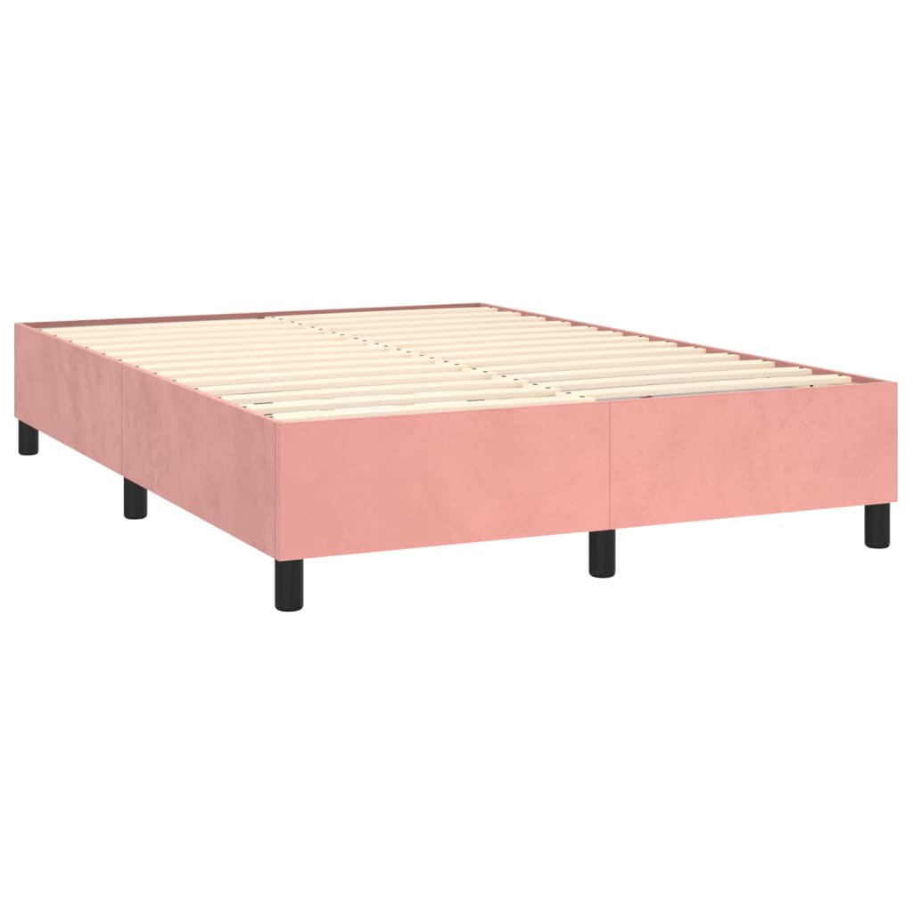 Boxspring met matras fluweel roze 140x200 cm is nu te koop bij PeponiXL, paradijselijk wonen!