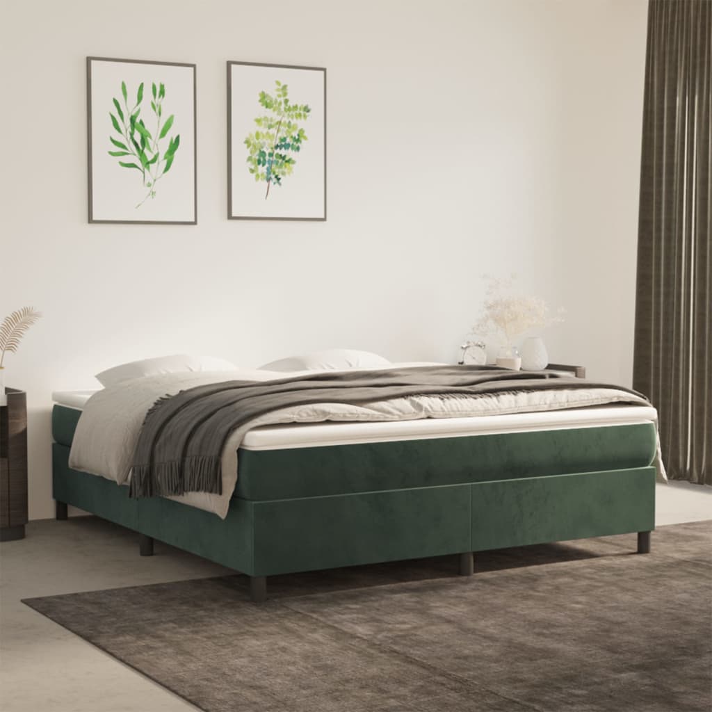 Boxspring met matras fluweel donkergroen 180x200 cm is nu te koop bij PeponiXL, paradijselijk wonen!