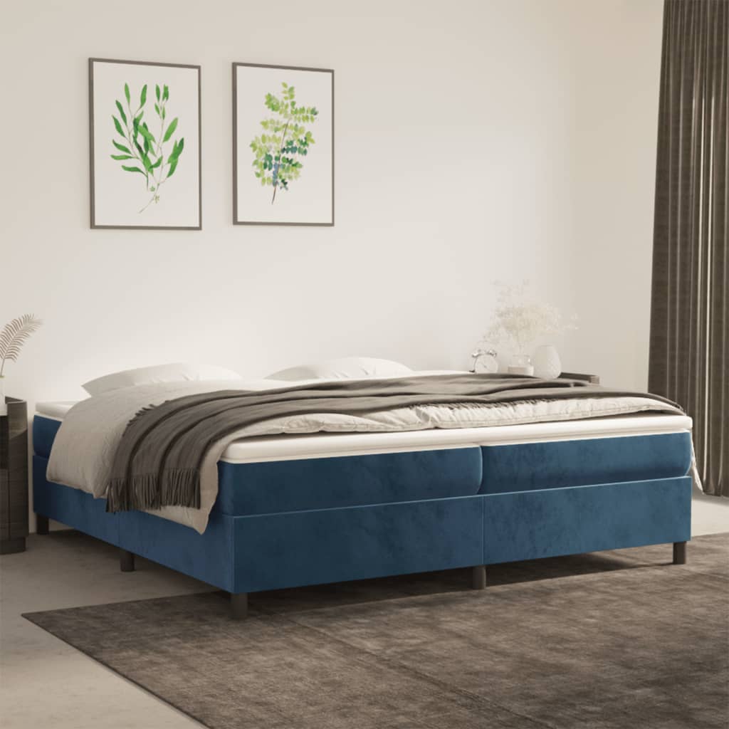 Boxspring met matras fluweel donkerblauw 200x200 cm is nu te koop bij PeponiXL, paradijselijk wonen!