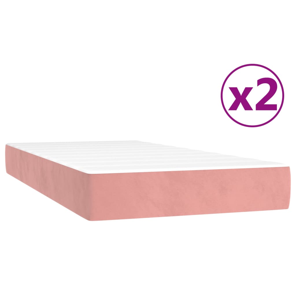 Boxspring met matras fluweel roze 200x200 cm is nu te koop bij PeponiXL, paradijselijk wonen!