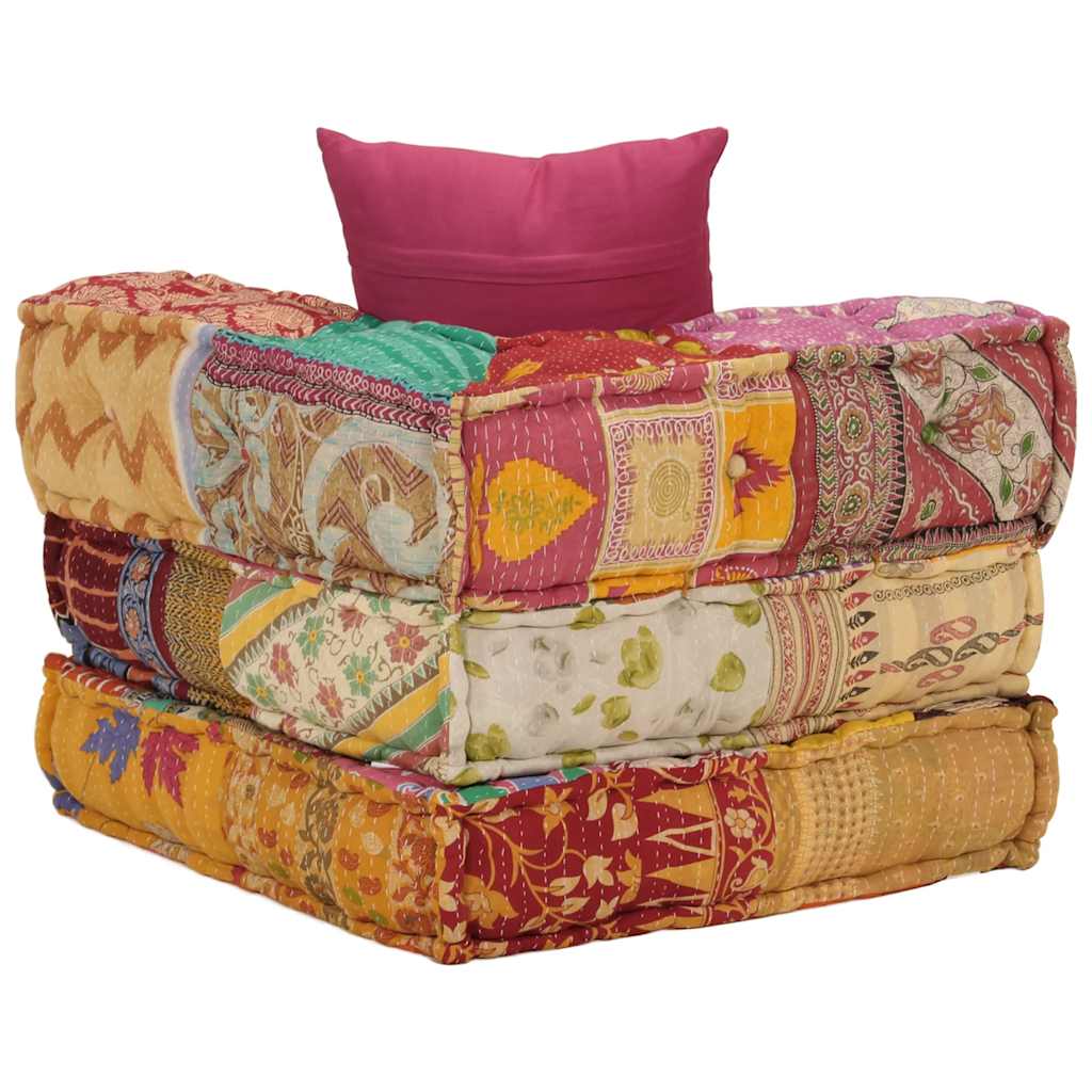 Poef modulair met kussen patchwork stof is nu te koop bij PeponiXL, paradijselijk wonen!