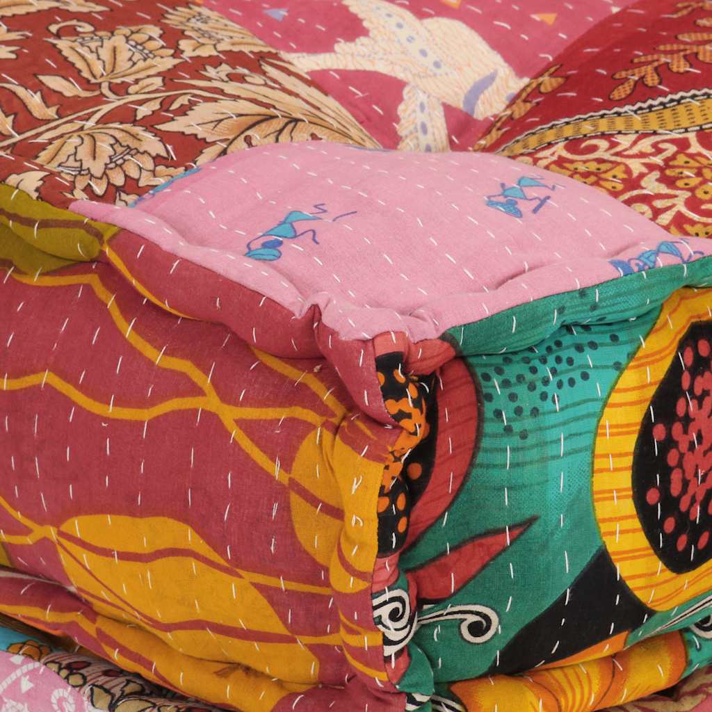 Poef modulair met kussen patchwork stof is nu te koop bij PeponiXL, paradijselijk wonen!