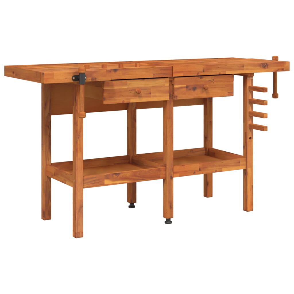 Werkbank met lades en bankschroeven 162x62x83 cm acaciahout is nu te koop bij PeponiXL, paradijselijk wonen!