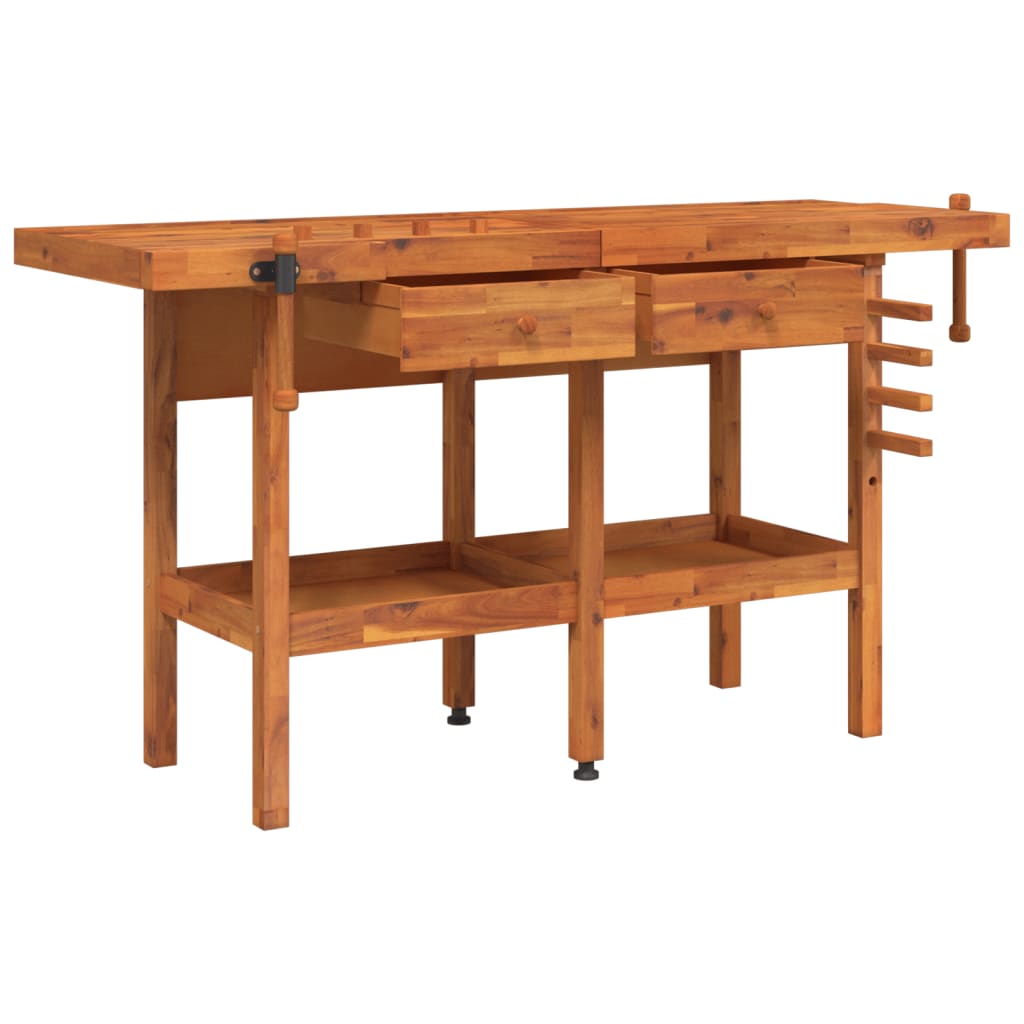 Werkbank met lades en bankschroeven 162x62x83 cm acaciahout is nu te koop bij PeponiXL, paradijselijk wonen!
