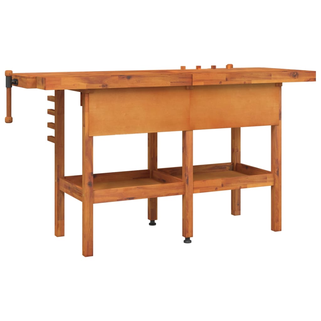 Werkbank met lades en bankschroeven 162x62x83 cm acaciahout is nu te koop bij PeponiXL, paradijselijk wonen!