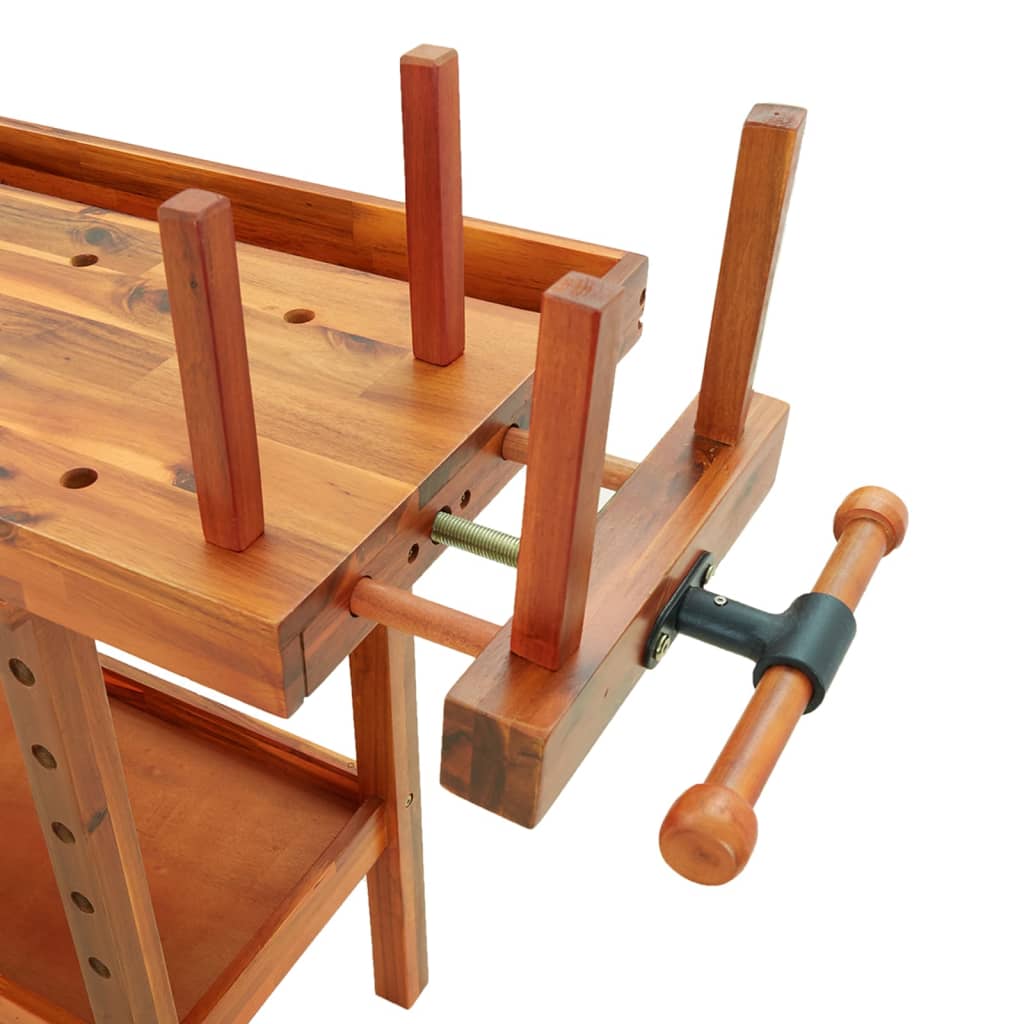 Werkbank met lades en bankschroeven 162x62x83 cm acaciahout is nu te koop bij PeponiXL, paradijselijk wonen!