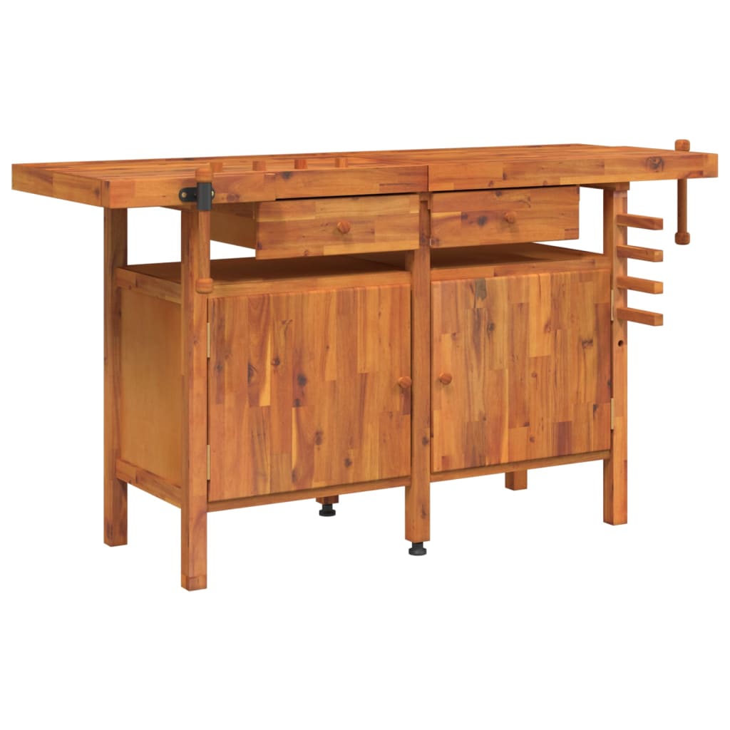 Werkbank met lades en bankschroeven 162x62x83 cm acaciahout is nu te koop bij PeponiXL, paradijselijk wonen!