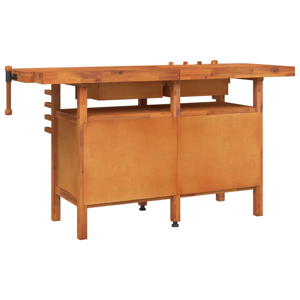 Werkbank met lades en bankschroeven 162x62x83 cm acaciahout is nu te koop bij PeponiXL, paradijselijk wonen!