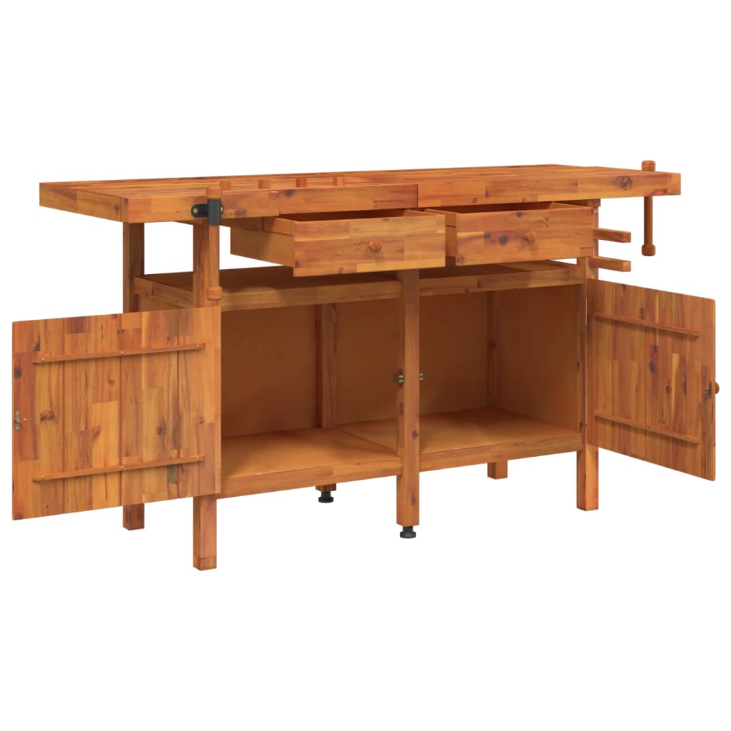 Werkbank met lades en bankschroeven 162x62x83 cm acaciahout is nu te koop bij PeponiXL, paradijselijk wonen!
