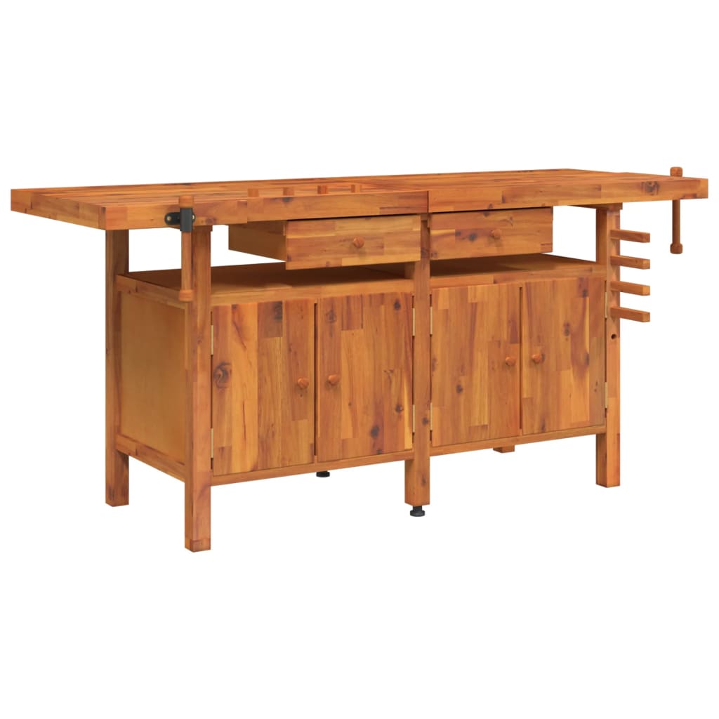 Werkbank met lades en bankschroeven 192x62x83 cm acaciahout is nu te koop bij PeponiXL, paradijselijk wonen!