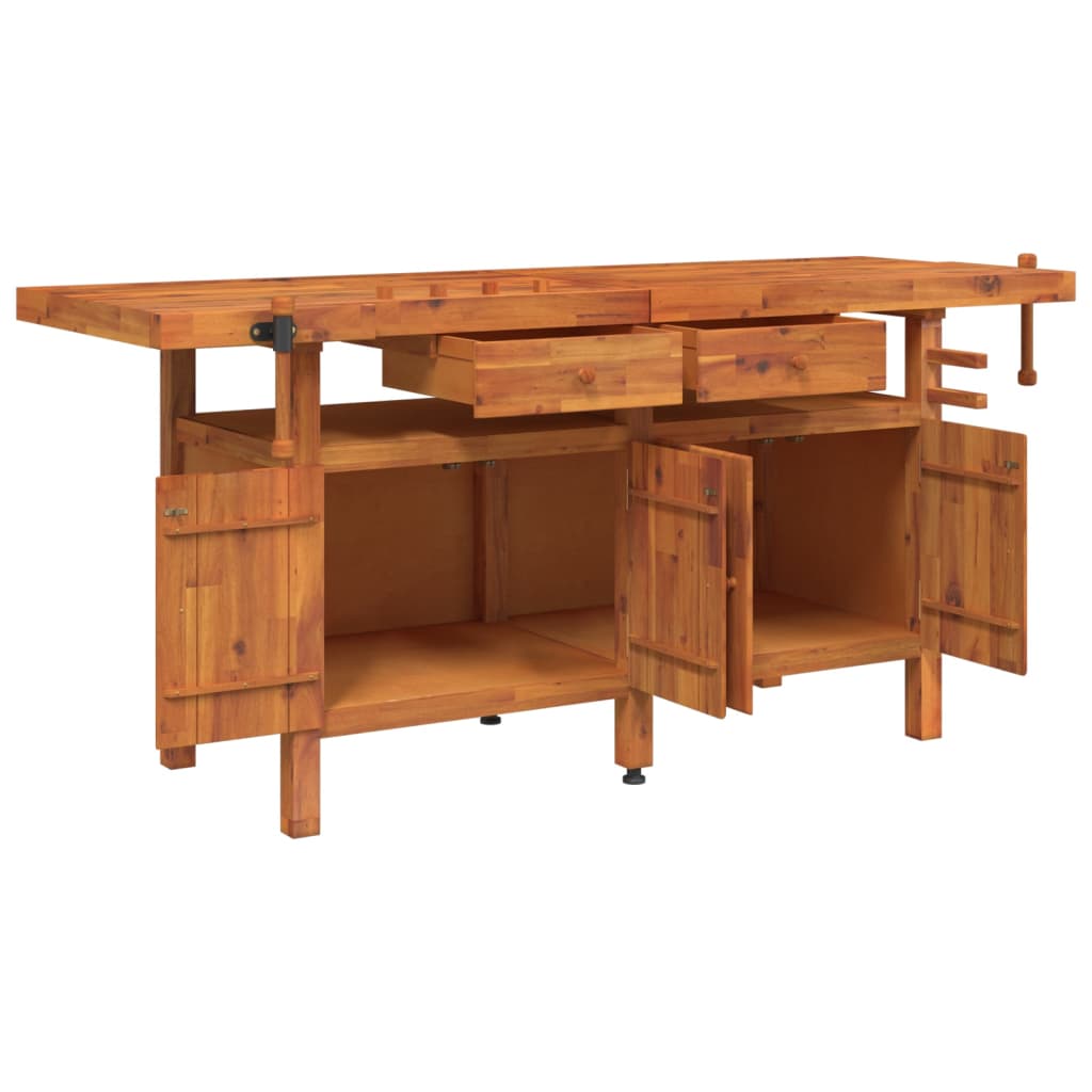 Werkbank met lades en bankschroeven 192x62x83 cm acaciahout is nu te koop bij PeponiXL, paradijselijk wonen!