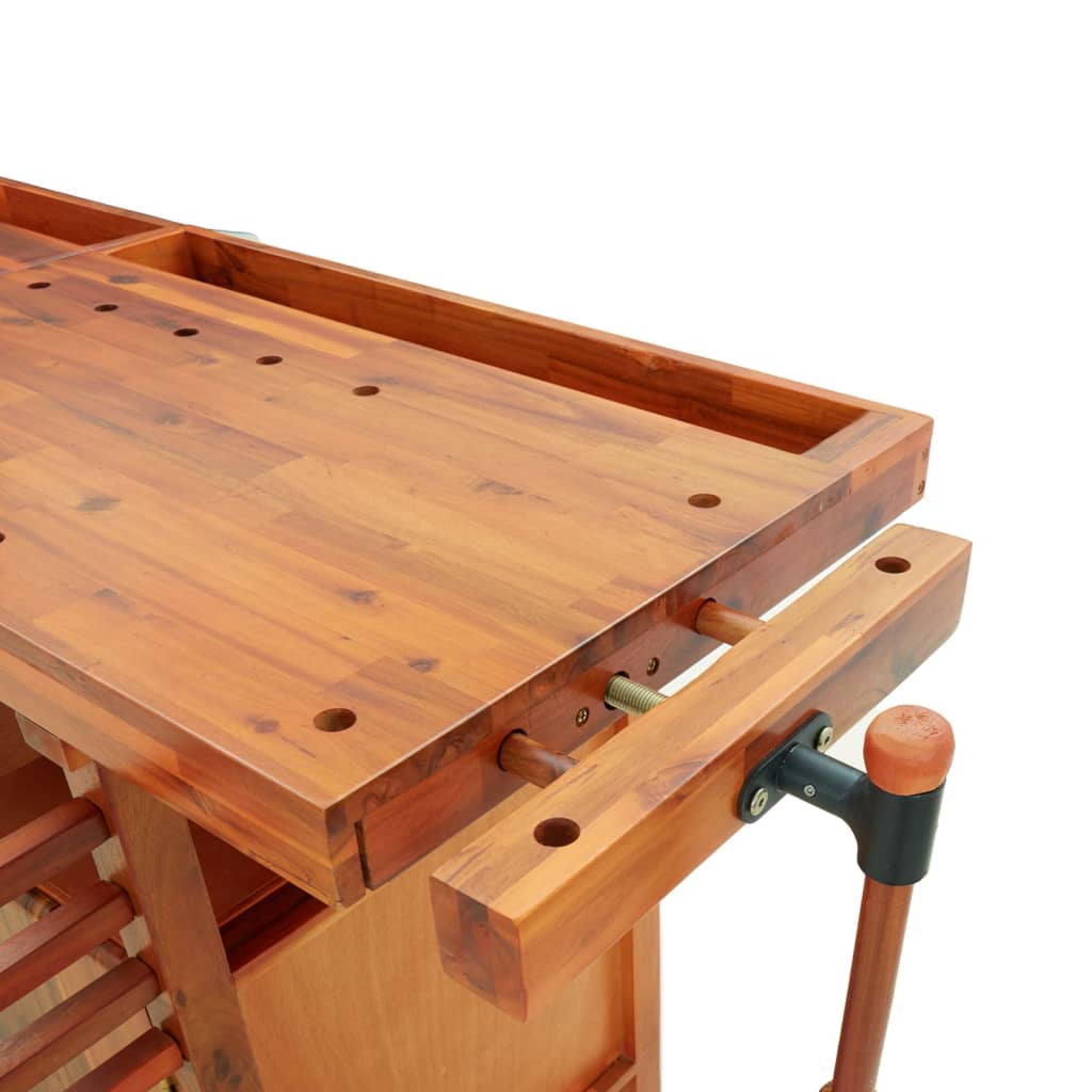 Werkbank met lades en bankschroeven 192x62x83 cm acaciahout is nu te koop bij PeponiXL, paradijselijk wonen!