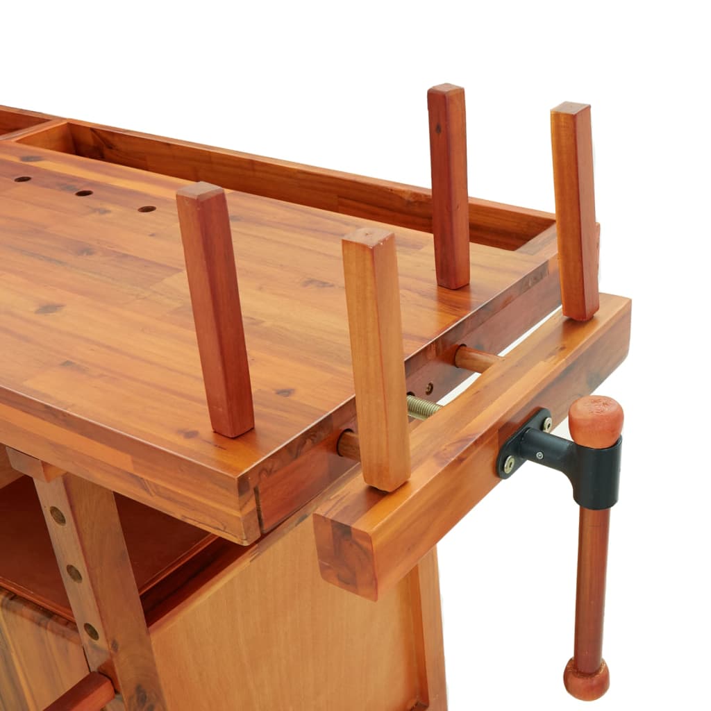 Werkbank met lades en bankschroeven 192x62x83 cm acaciahout is nu te koop bij PeponiXL, paradijselijk wonen!