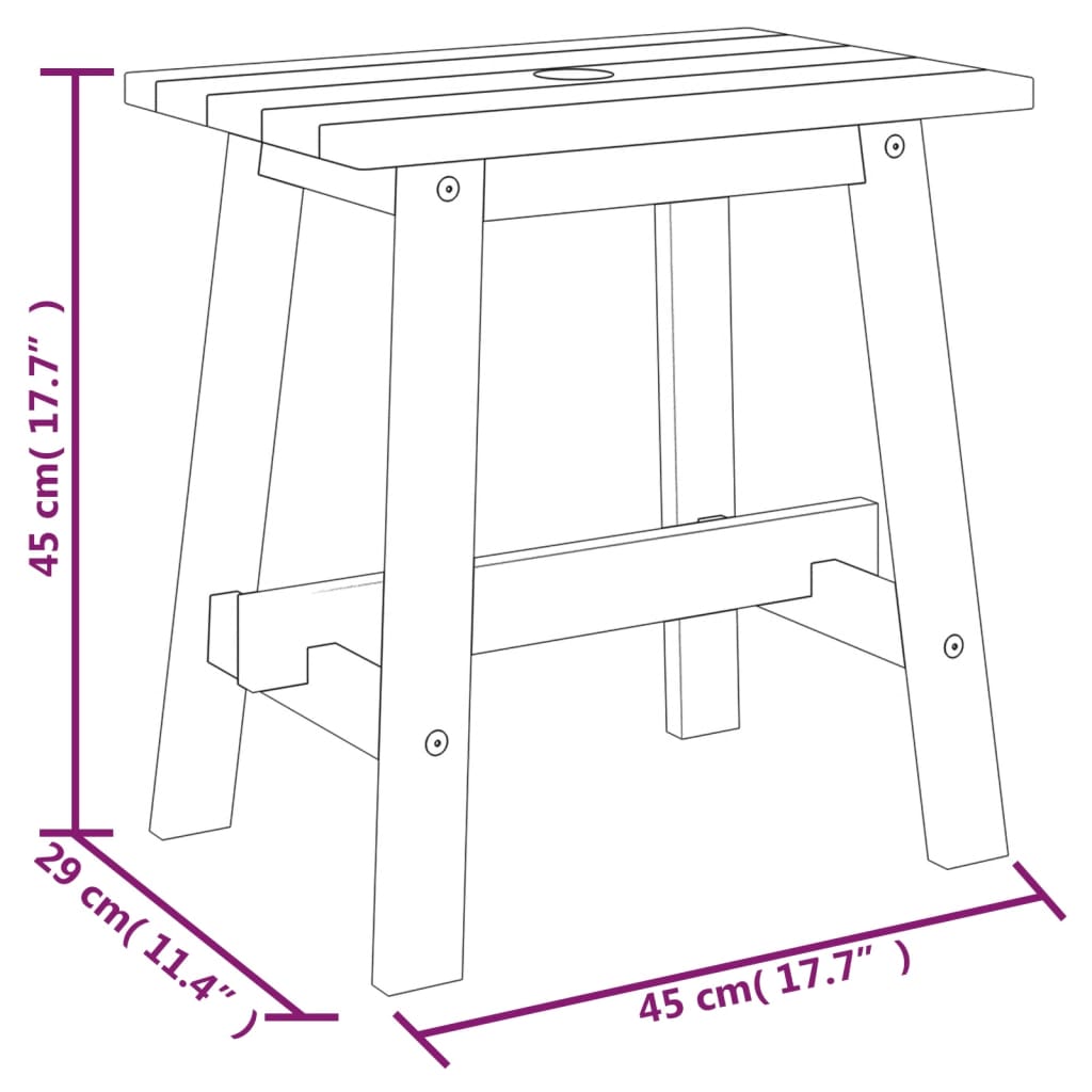 Kruk 45x29x45 cm rechthoekig massief acaciahout is nu te koop bij PeponiXL, paradijselijk wonen!