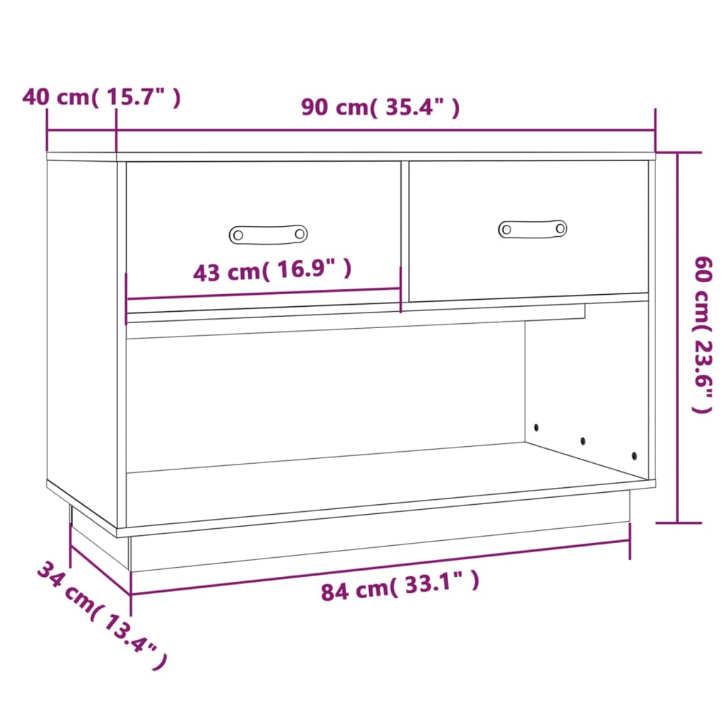 Tv-meubel 90x40x60 cm massief grenenhout is nu te koop bij PeponiXL, paradijselijk wonen!