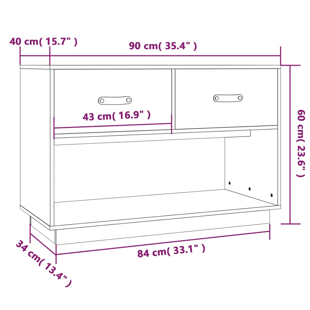 Tv-meubel 90x40x60 cm massief grenenhout honingbruin is nu te koop bij PeponiXL, paradijselijk wonen!