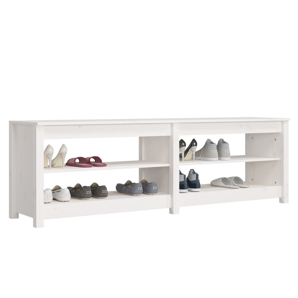 Schoenenbank 160x36,5x50 cm massief grenenhout wit is nu te koop bij PeponiXL, paradijselijk wonen!