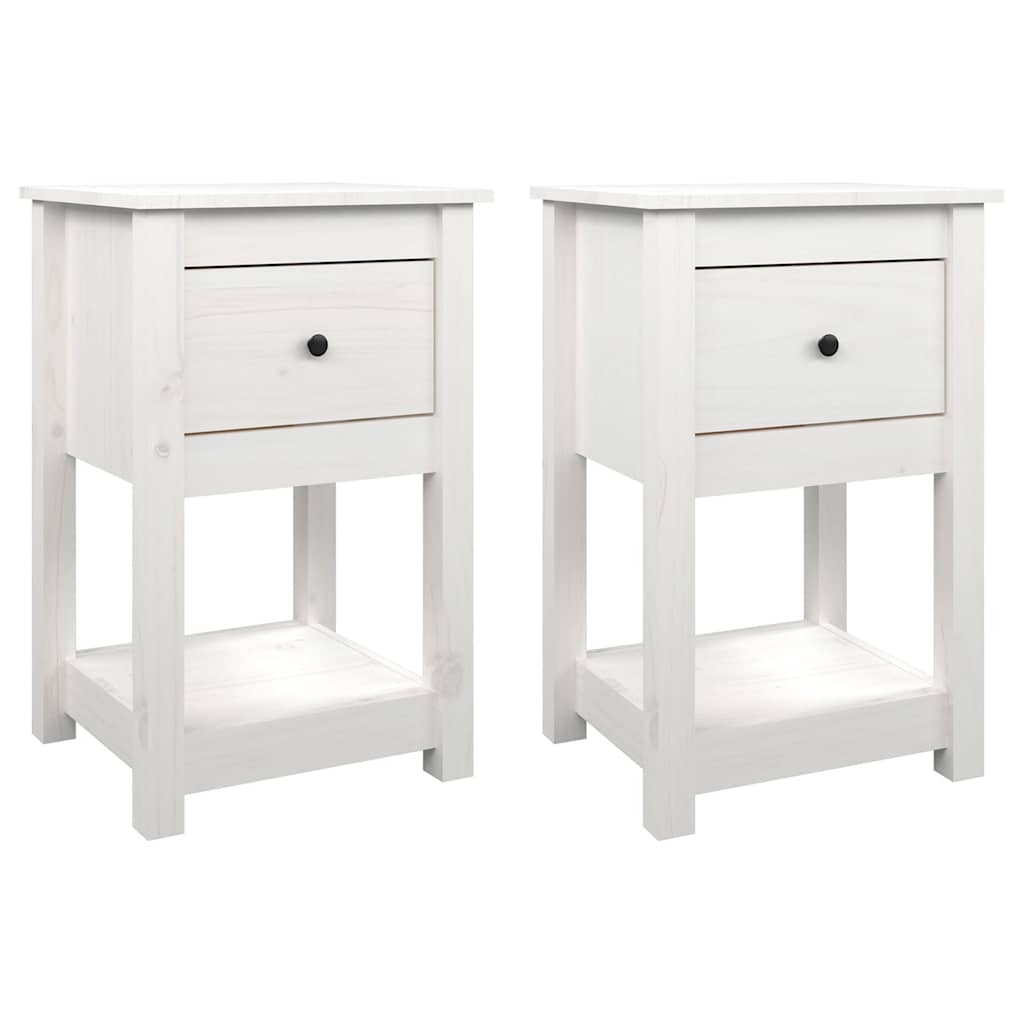 Nachtkastjes 2 st 40x35x61,5 cm massief grenenhout wit is nu te koop bij PeponiXL, paradijselijk wonen!
