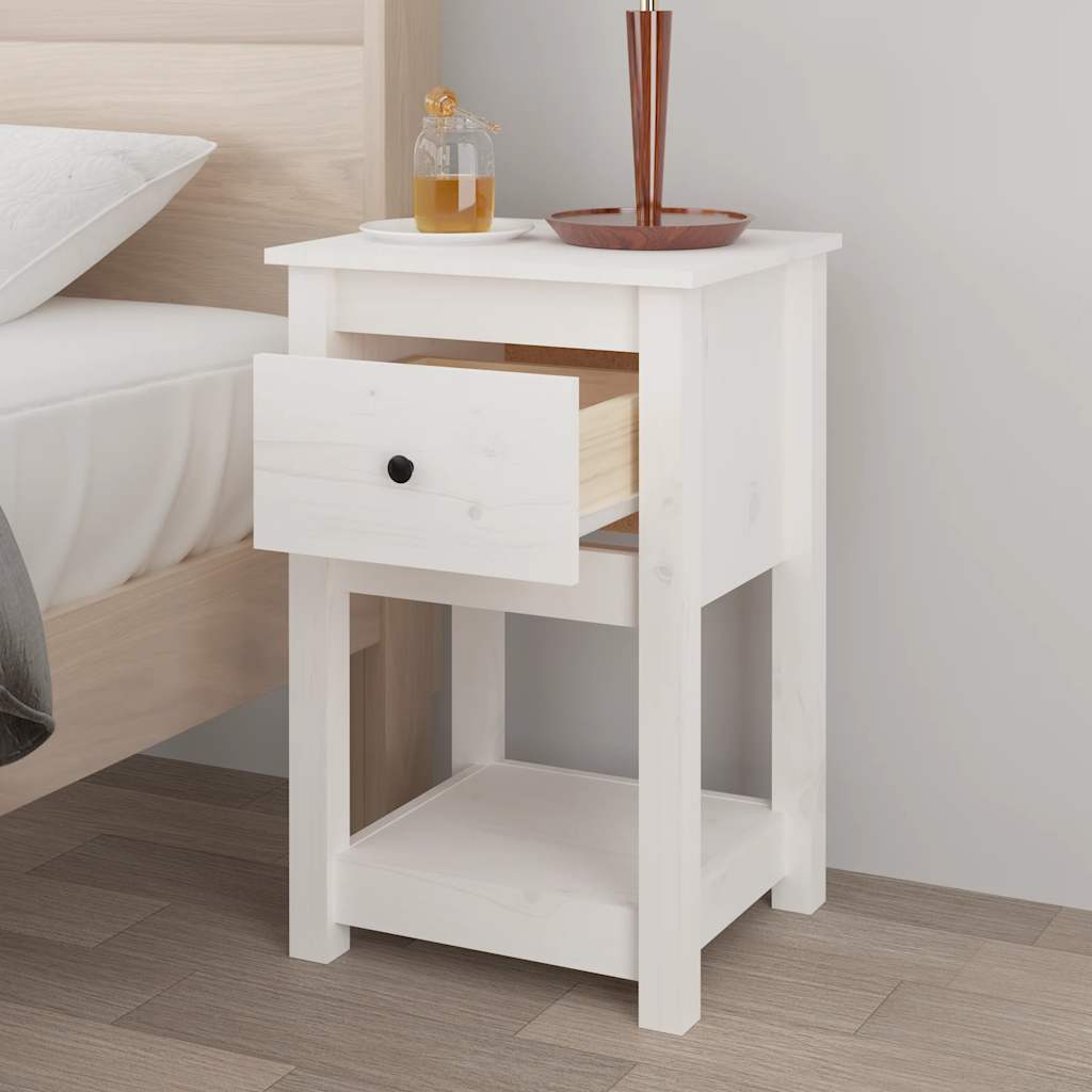 Nachtkastjes 2 st 40x35x61,5 cm massief grenenhout wit is nu te koop bij PeponiXL, paradijselijk wonen!