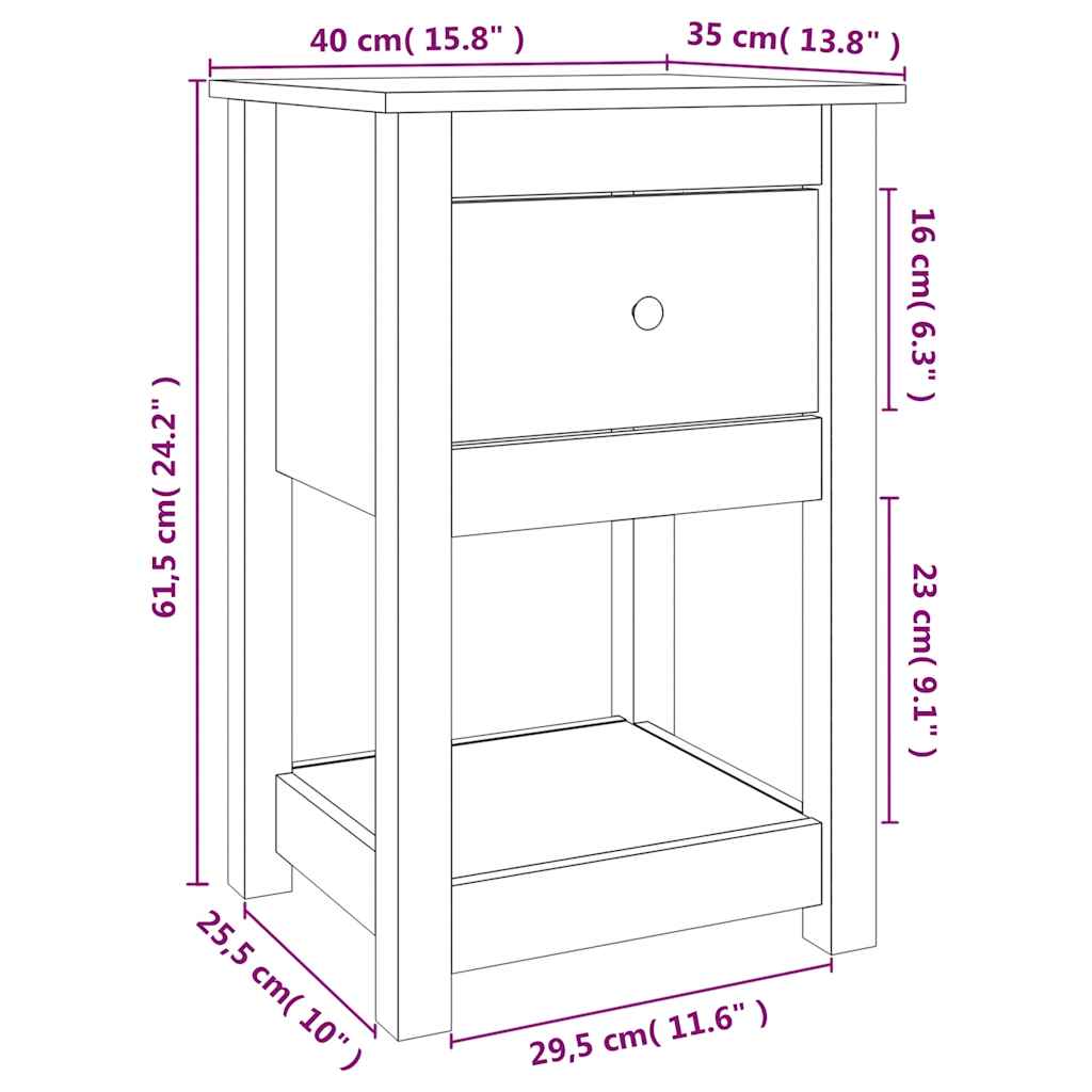 Nachtkastjes 2 st 40x35x61,5 cm massief grenenhout wit is nu te koop bij PeponiXL, paradijselijk wonen!