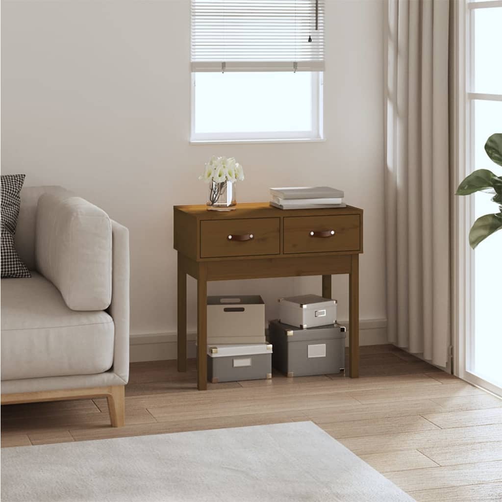 Wandtafel 76,5x40x75 cm massief grenenhout honingbruin is nu te koop bij PeponiXL, paradijselijk wonen!