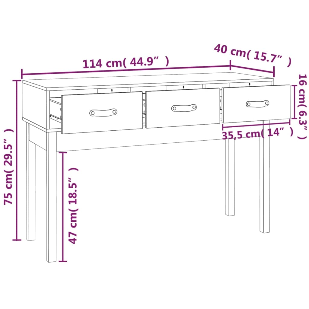 Wandtafel 114x40x75 cm massief grenenhout is nu te koop bij PeponiXL, paradijselijk wonen!