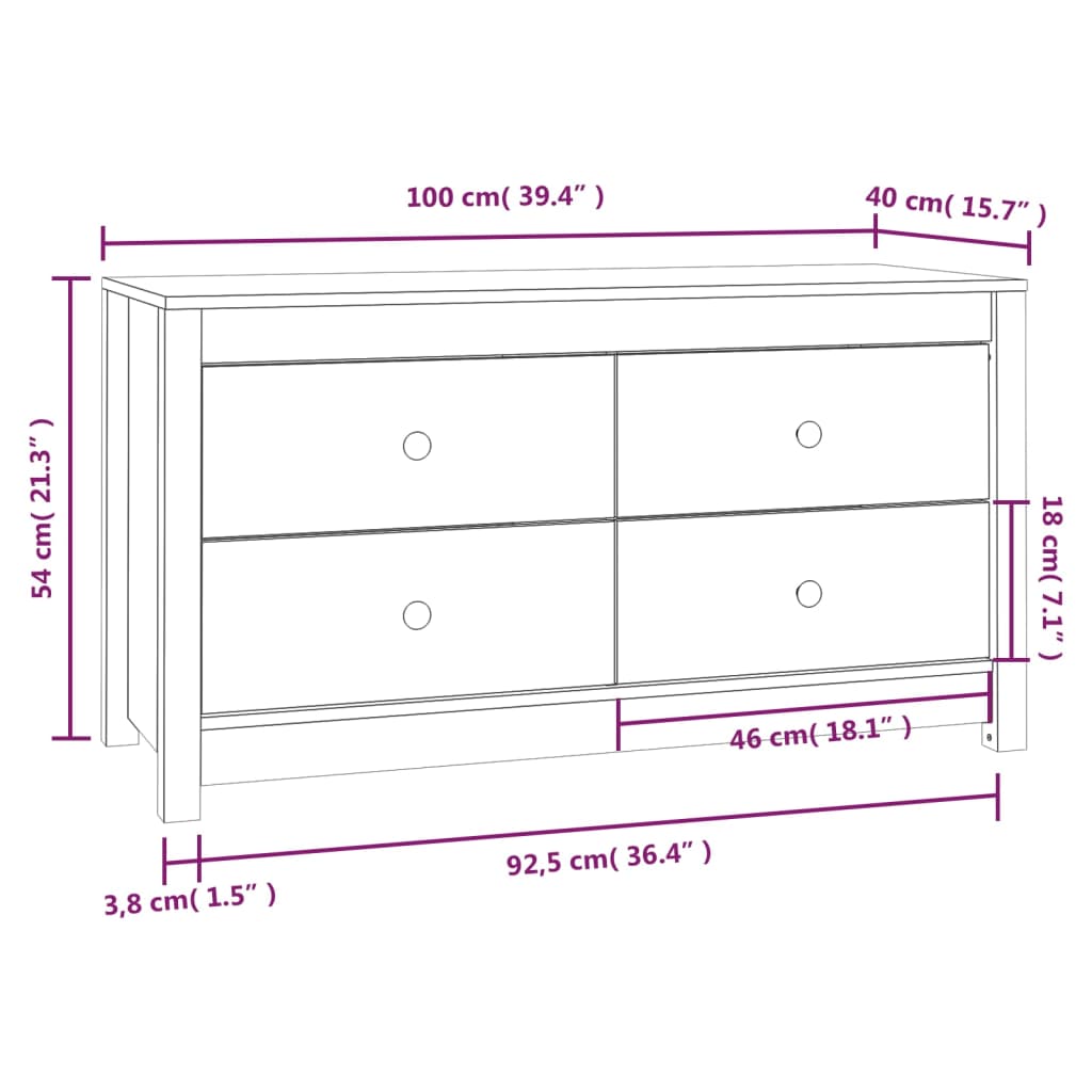 Dressoir 100x40x54 cm massief grenenhout is nu te koop bij PeponiXL, paradijselijk wonen!