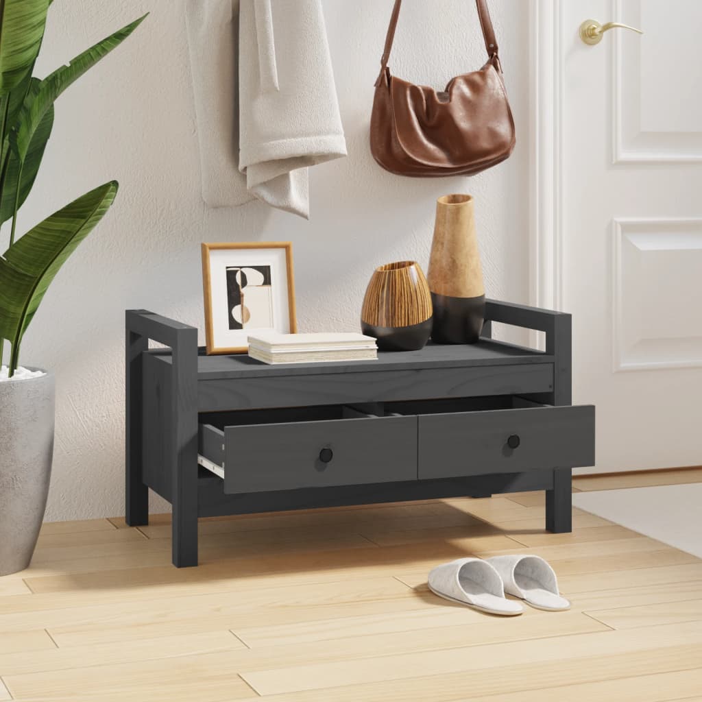 Halbankje 80x40x43 cm massief grenenhout grijs is nu te koop bij PeponiXL, paradijselijk wonen!