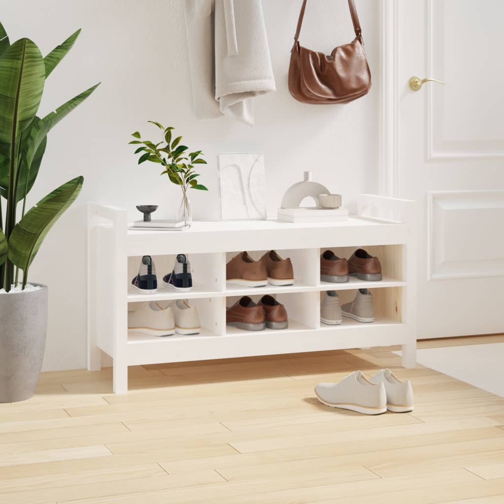 Halbankje 110x40x60 cm massief grenenhout wit is nu te koop bij PeponiXL, paradijselijk wonen!