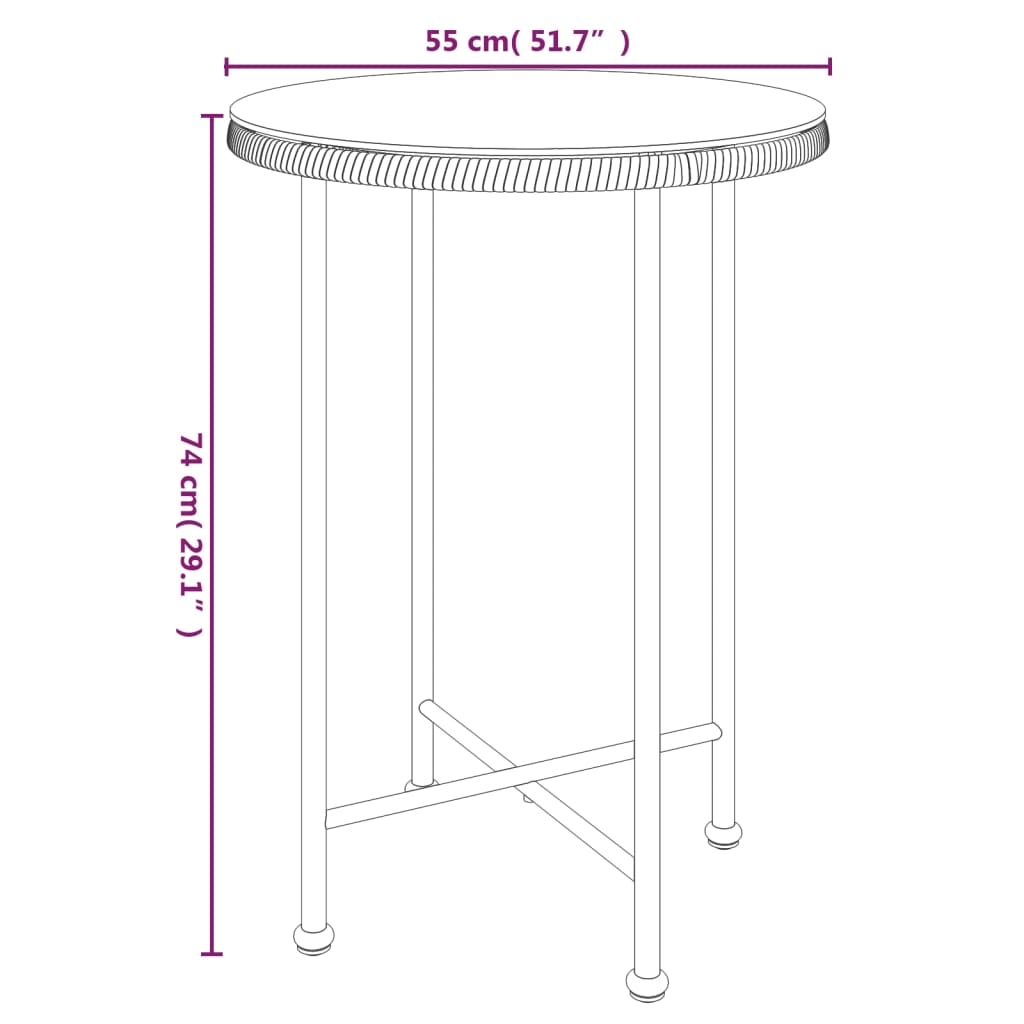 Eettafel Ø55 cm gehard glas en staal is nu te koop bij PeponiXL, paradijselijk wonen!