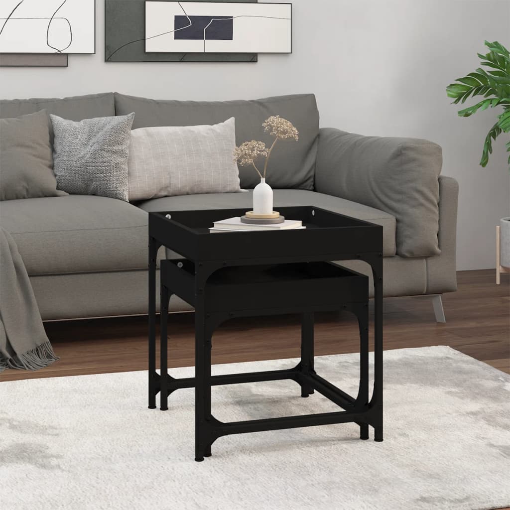 Bijzettafels 2 st bewerkt hout zwart is nu te koop bij PeponiXL, paradijselijk wonen!