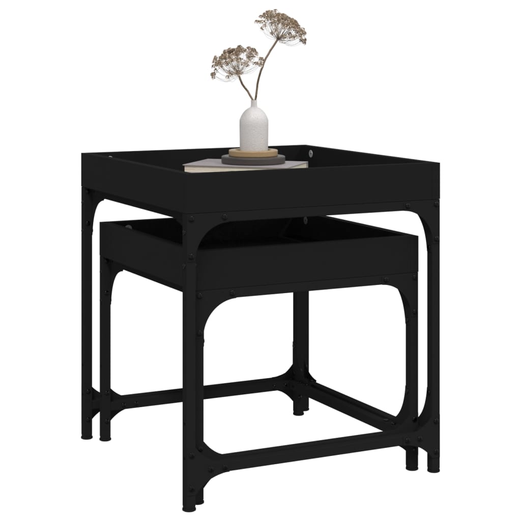 Bijzettafels 2 st bewerkt hout zwart is nu te koop bij PeponiXL, paradijselijk wonen!